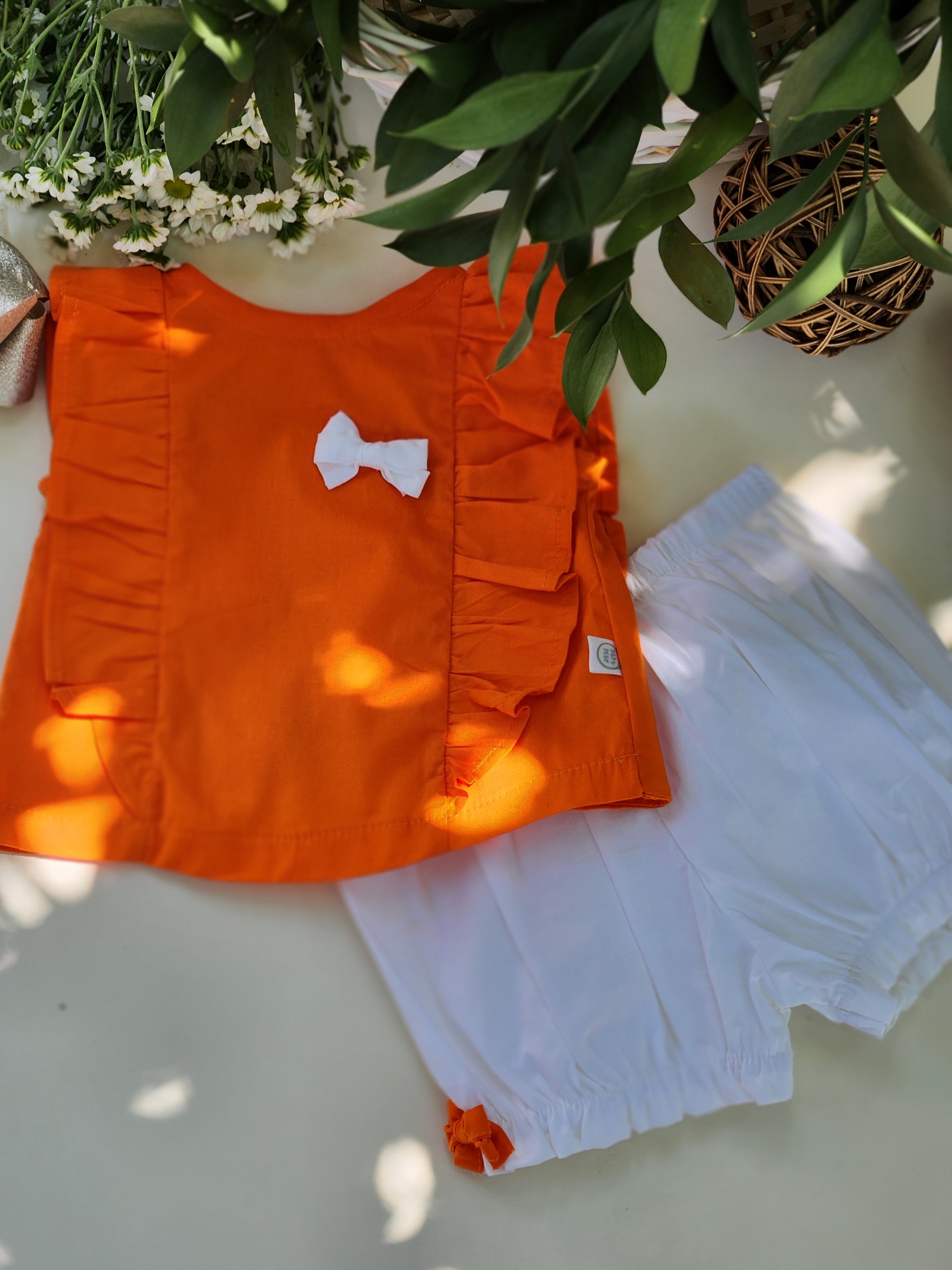 Conjunto Bata Laranja Babados