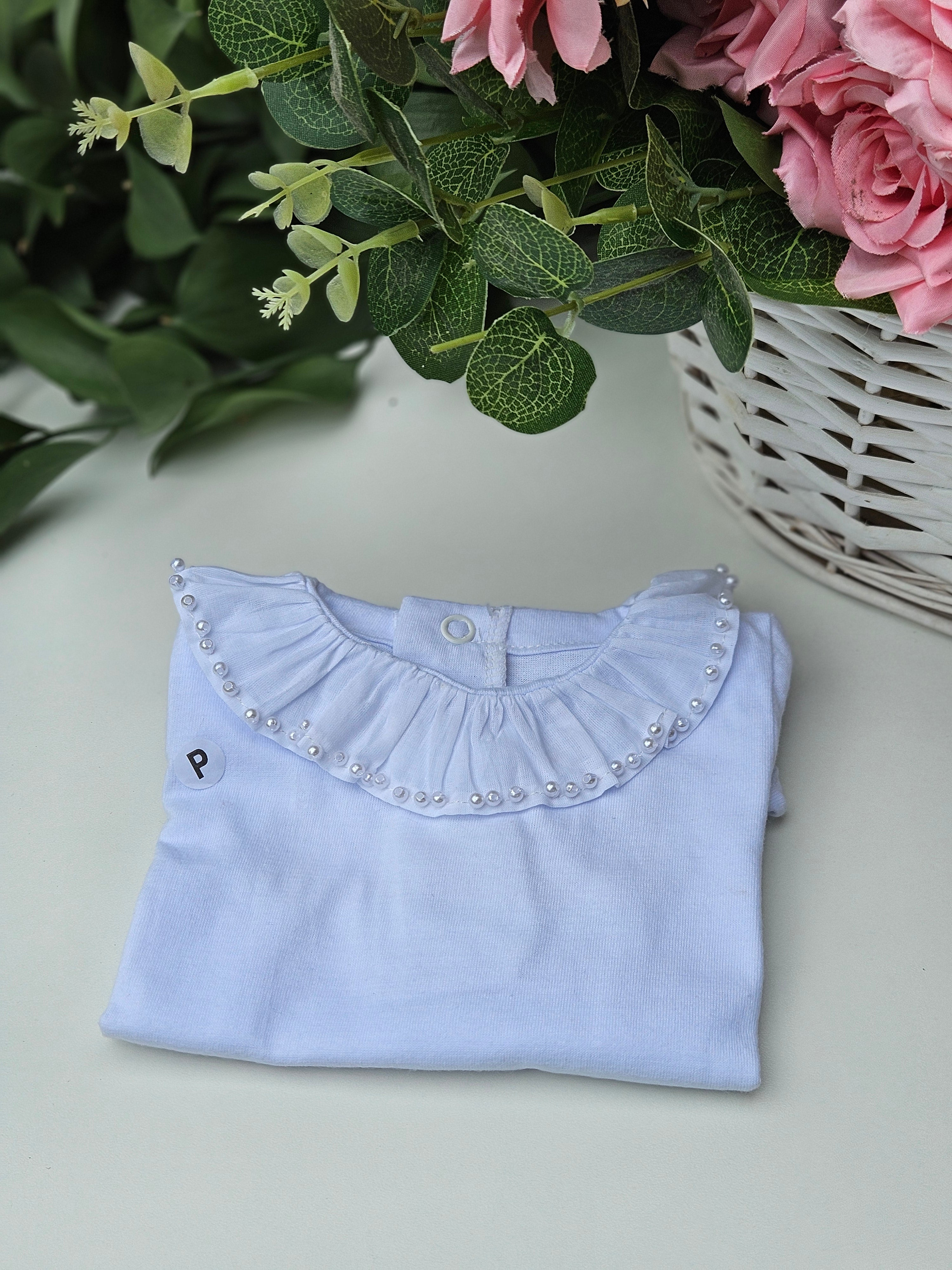 #Body# Gola Cambraia com Perolas