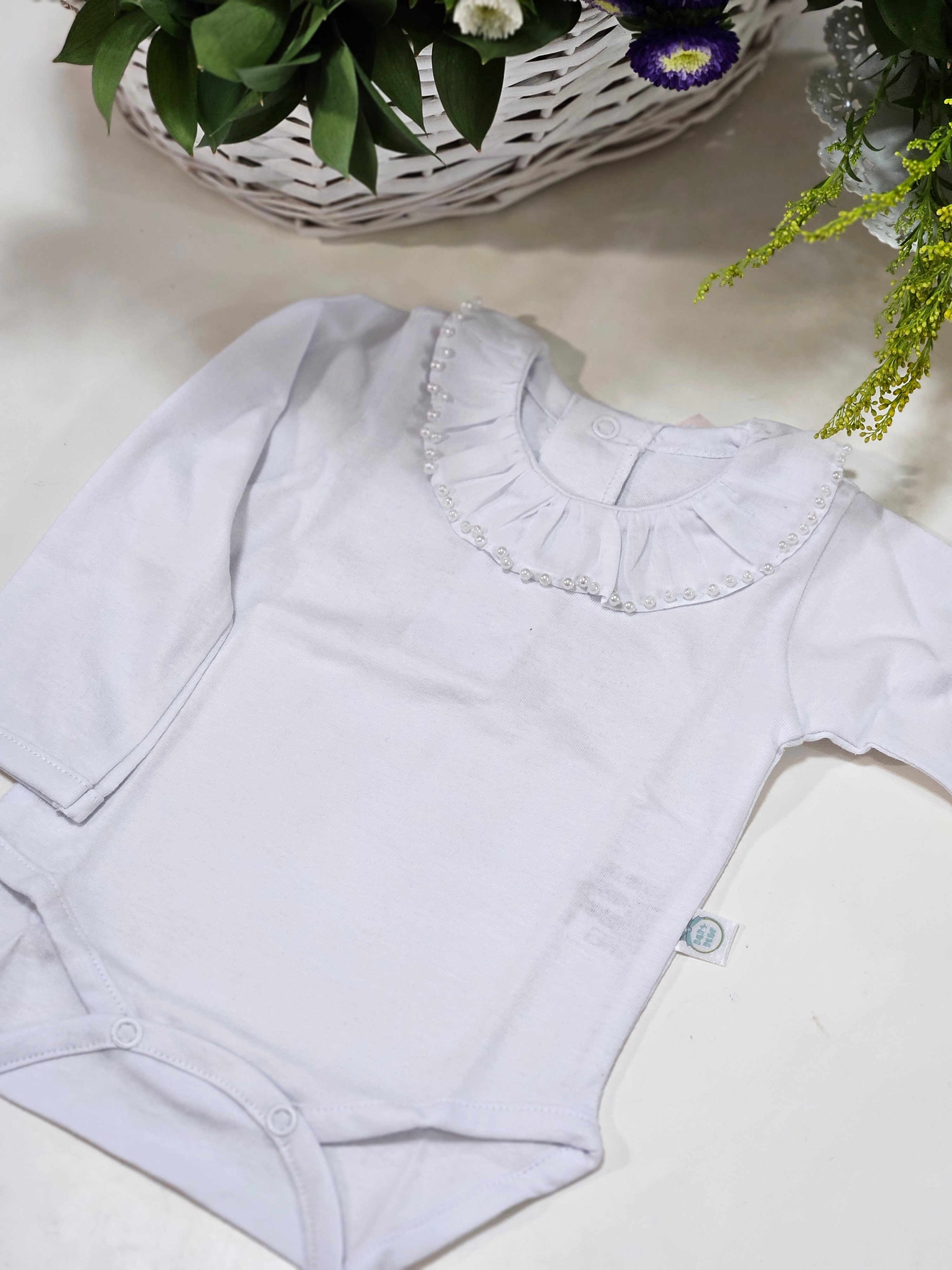 #Body# Gola Cambraia com Perolas