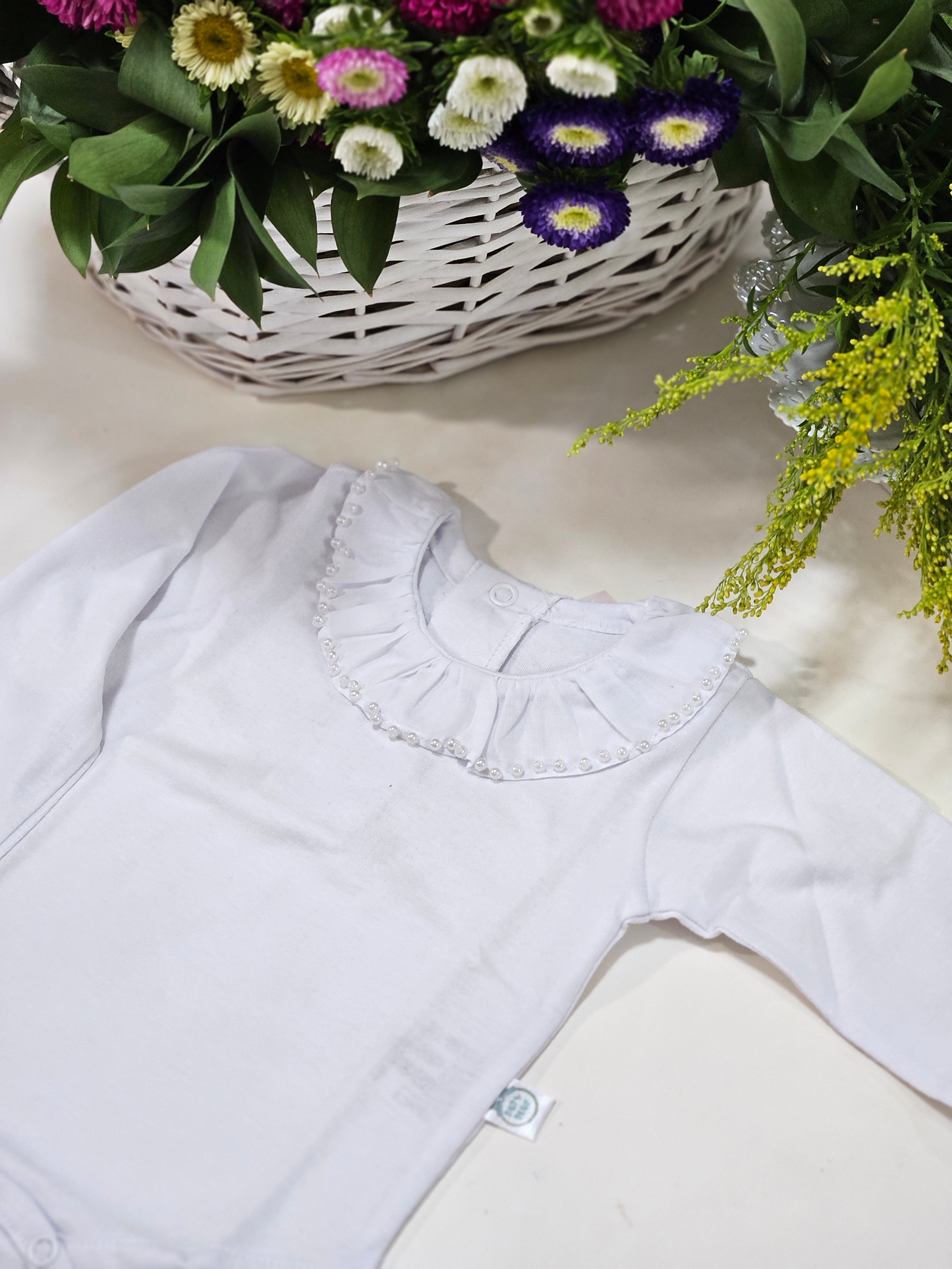 #Body# Gola Cambraia com Perolas