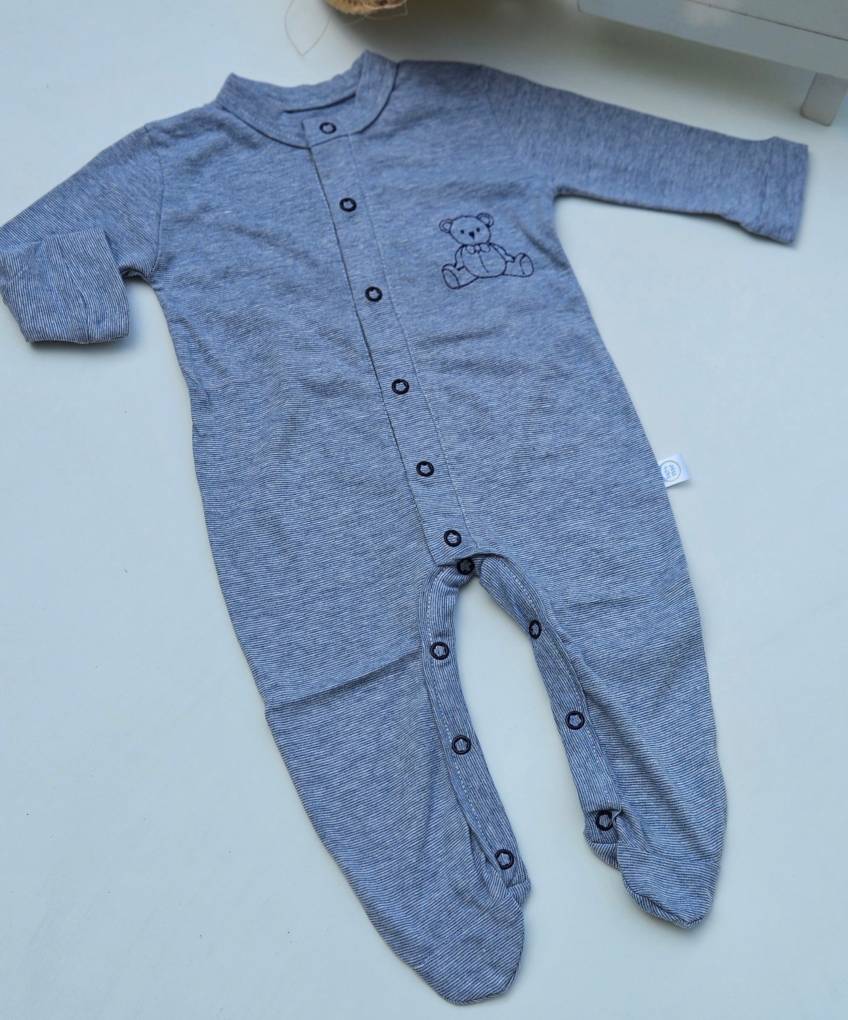 Macacão Abertura Frontal Azul Urso