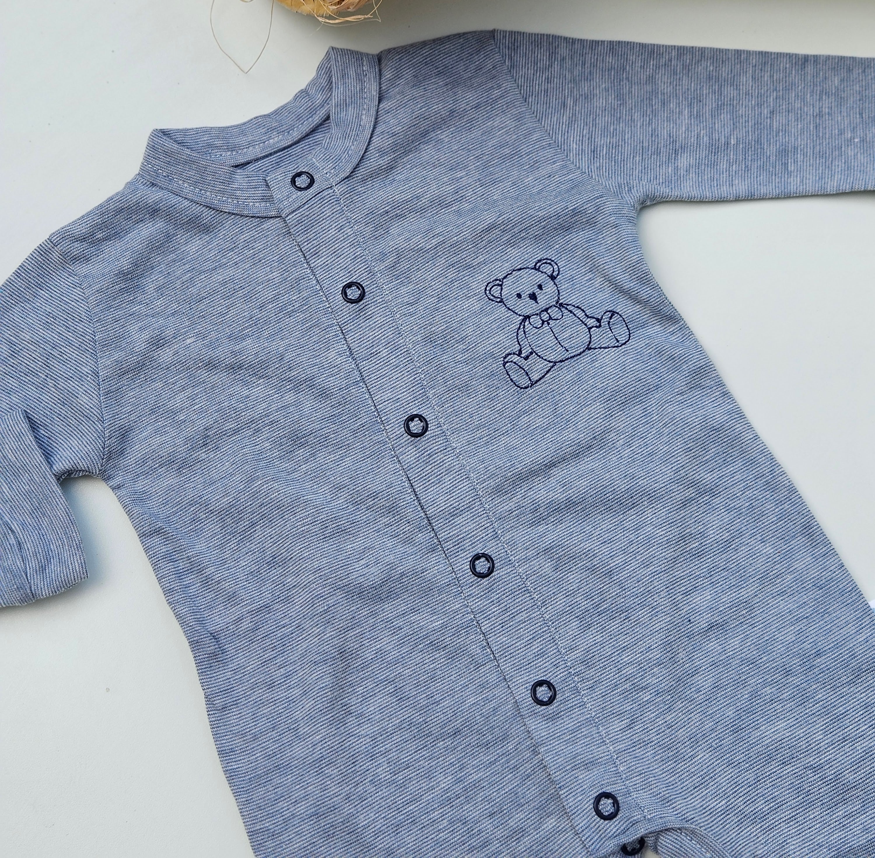 Macacão Abertura Frontal Azul Urso