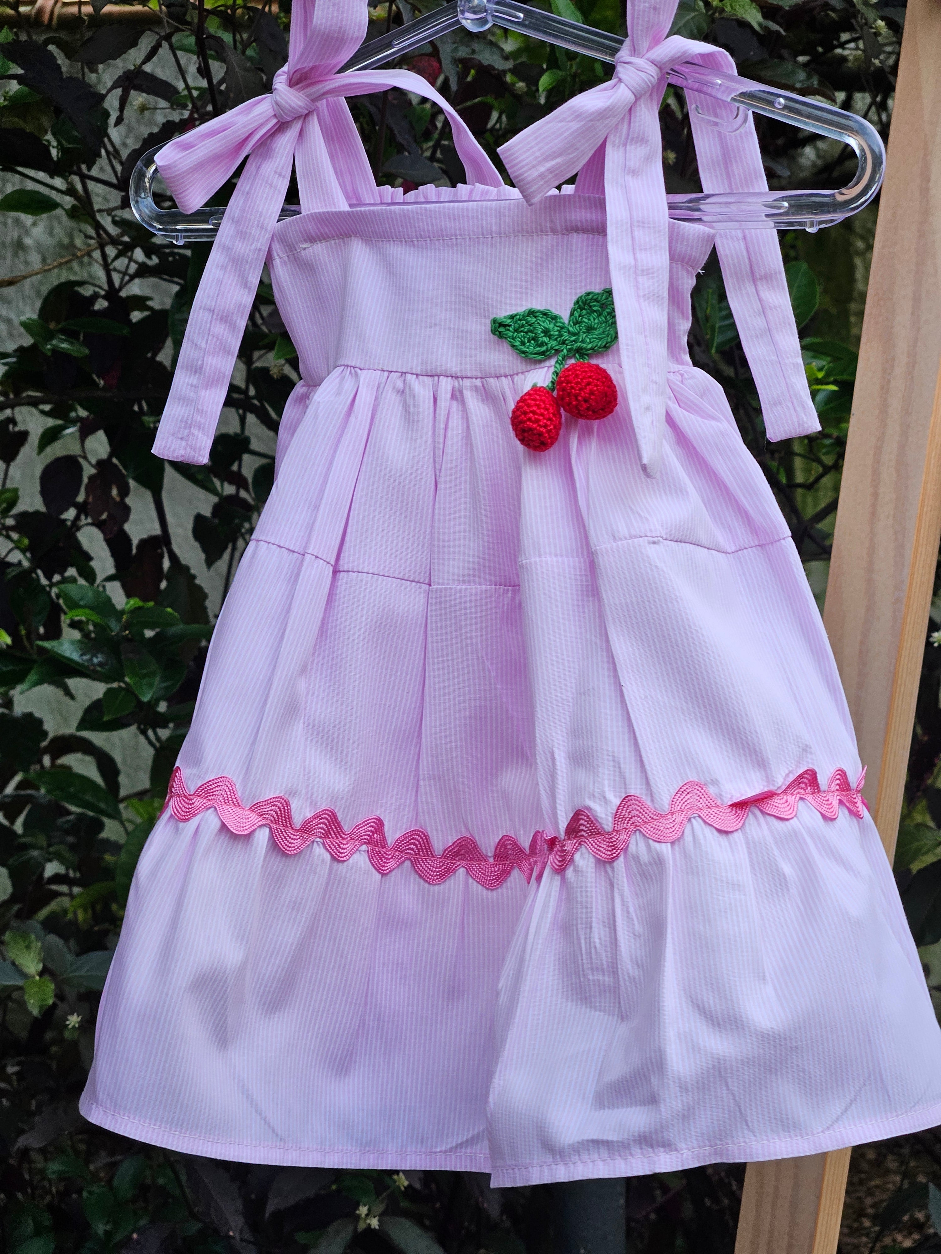 Vestido Rosa listrado Cereja