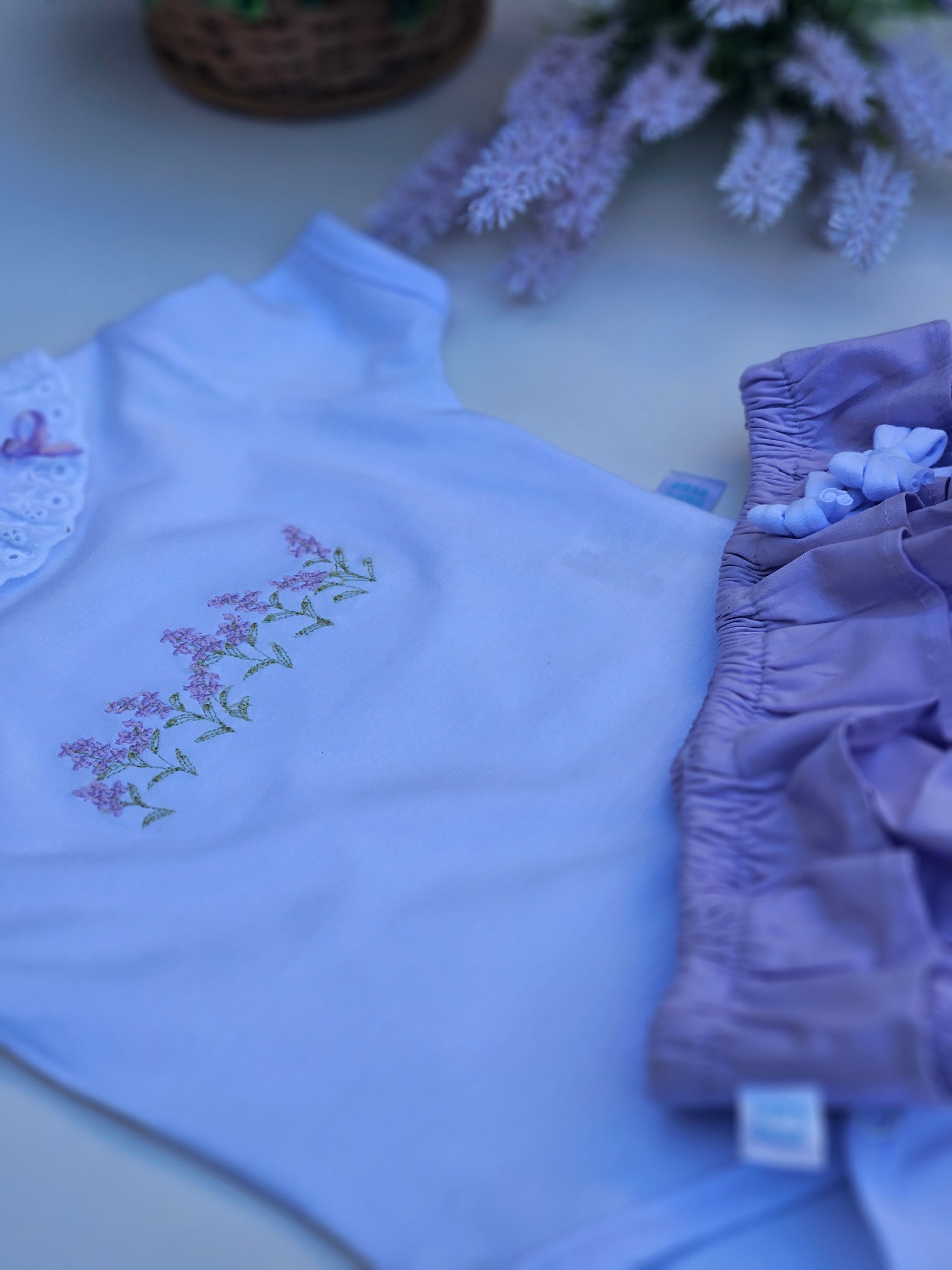 Conjunto Body Bordado Lavanda