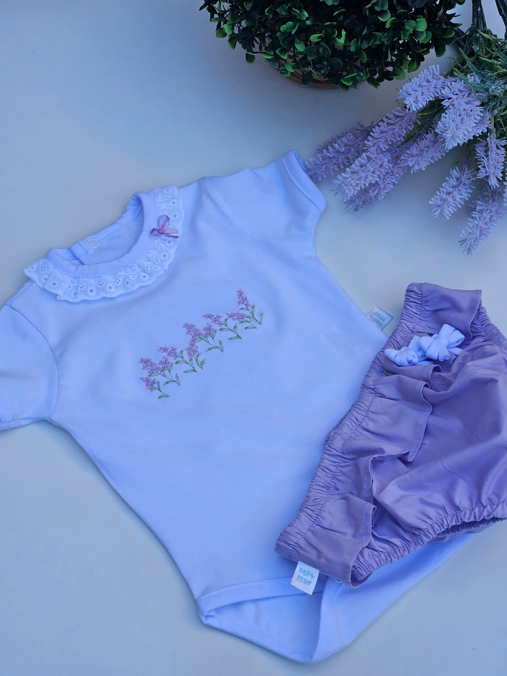 Conjunto Body Bordado Lavanda