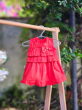 Vestido Vetrmelho Babados e Laço